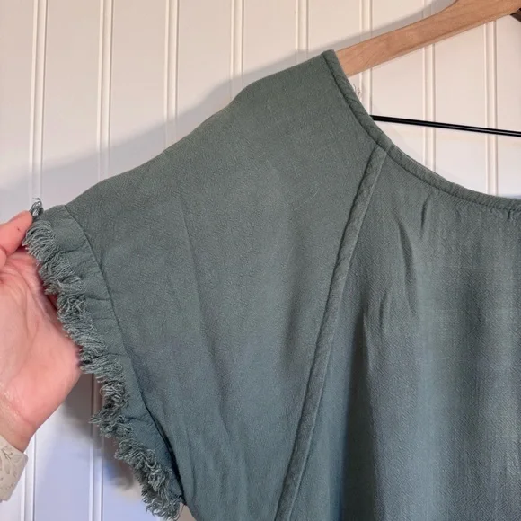 Umgee High Low Linen Cotton Blend Short Sleeve Dress Women’s Size Large - Picture 2 of 12